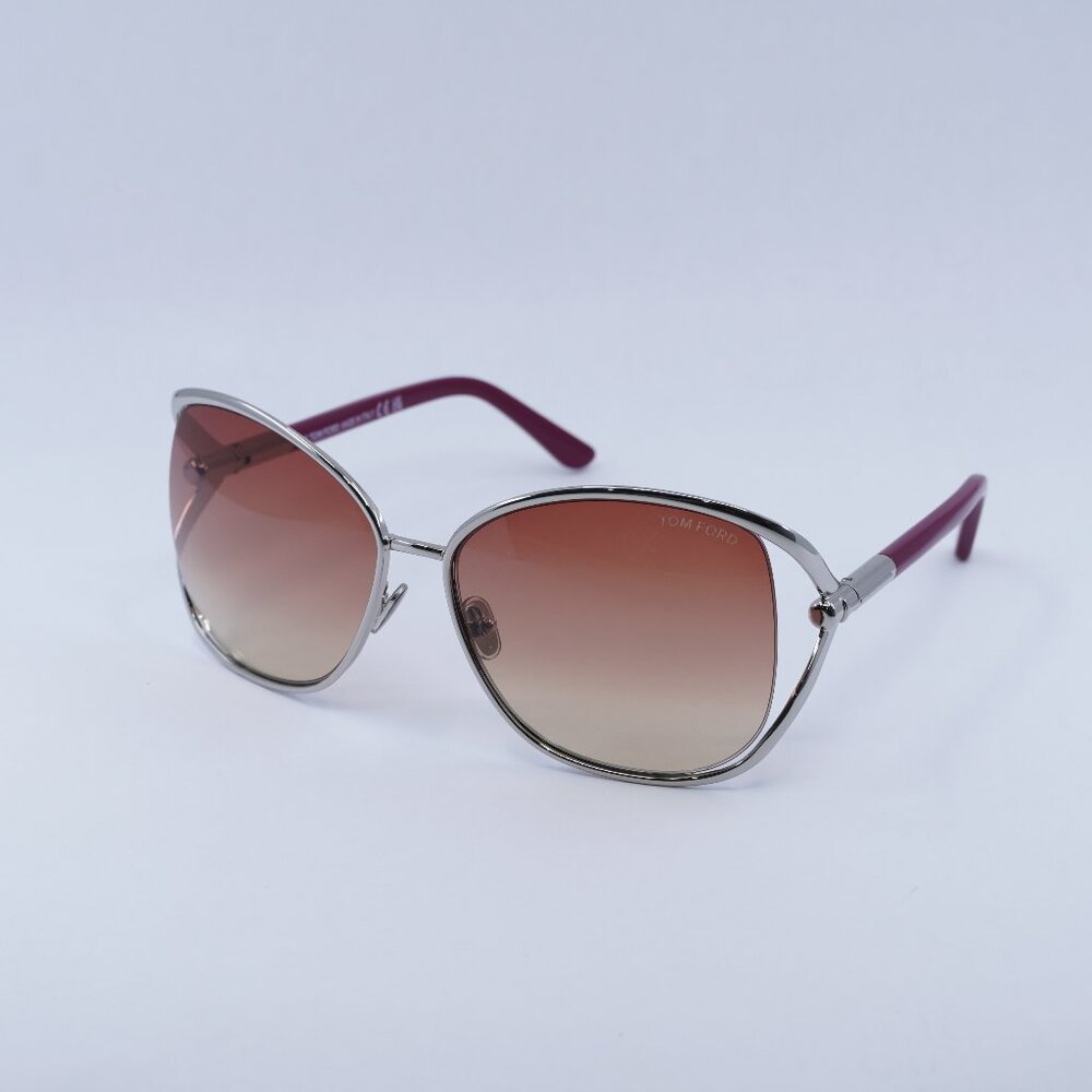 Tom Ford Marta FT1091 16T Sunglasses Palladium Butterfly Frame, Bordeaux Lenses